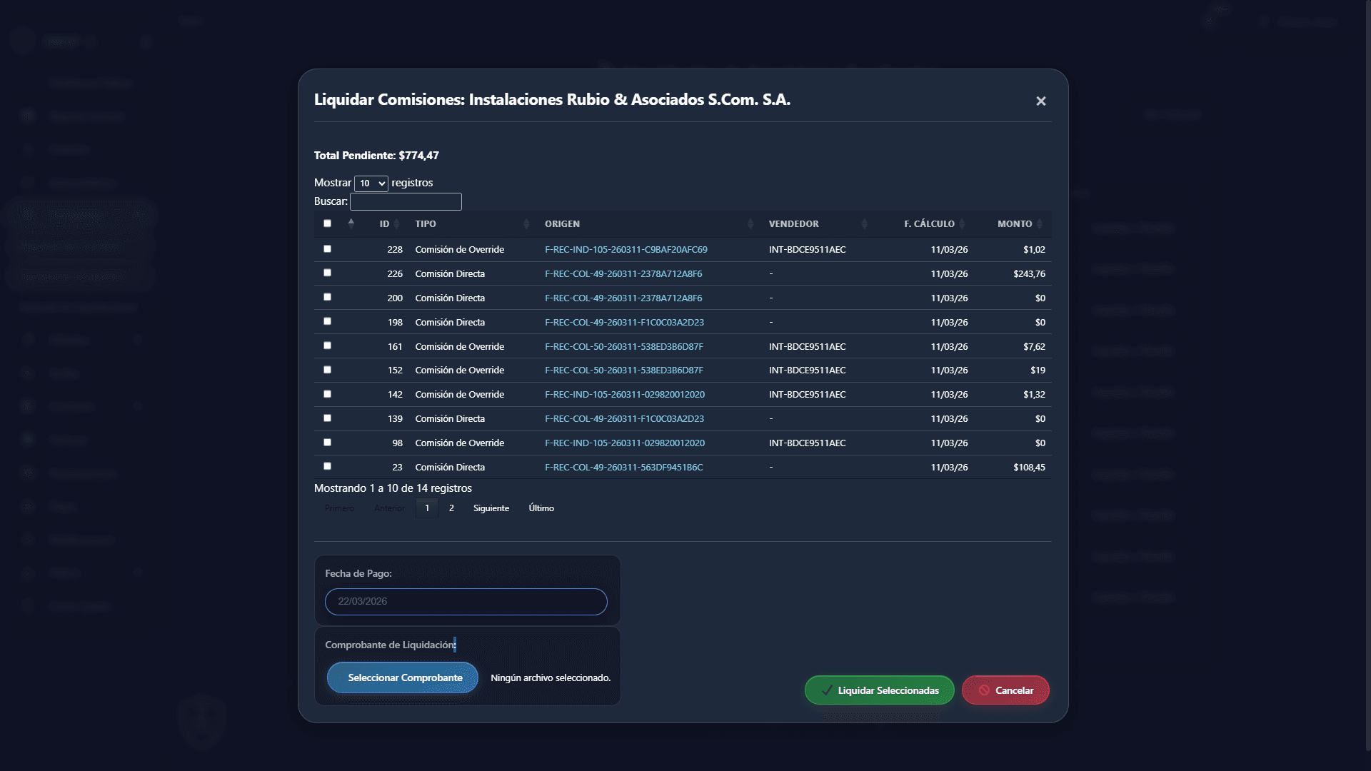 Gestión de pólizas y emisión de contratos en la interfaz de SMGP